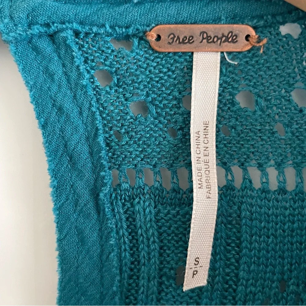Free People Once Upon. Time Knit Bell Teal Top Size S
